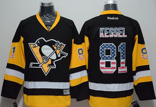 Penguins #81 Phil Kessel Black Alternate USA Flag Fashion Stitched NHL Jersey - Click Image to Close